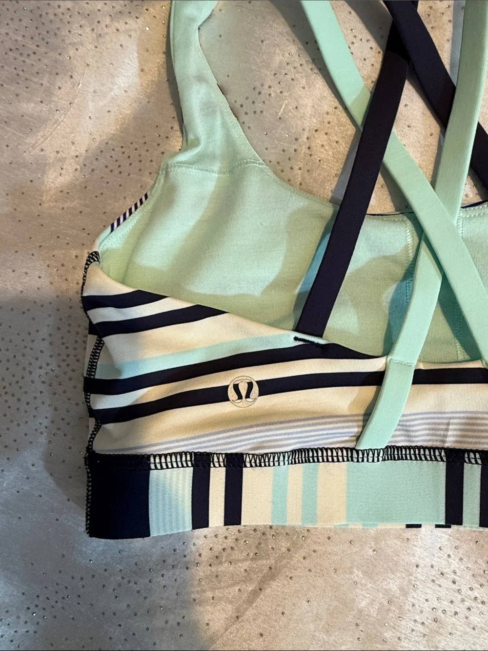 Lululemon Striped Mint and Navy Women's sport bra size 6